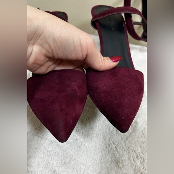 🌟 Alexander Wang Lovisa Suede D’Orsay Pumps Heels In Deep Red/Burg Sz 38.5/ US 8 - Picture 6 of 11